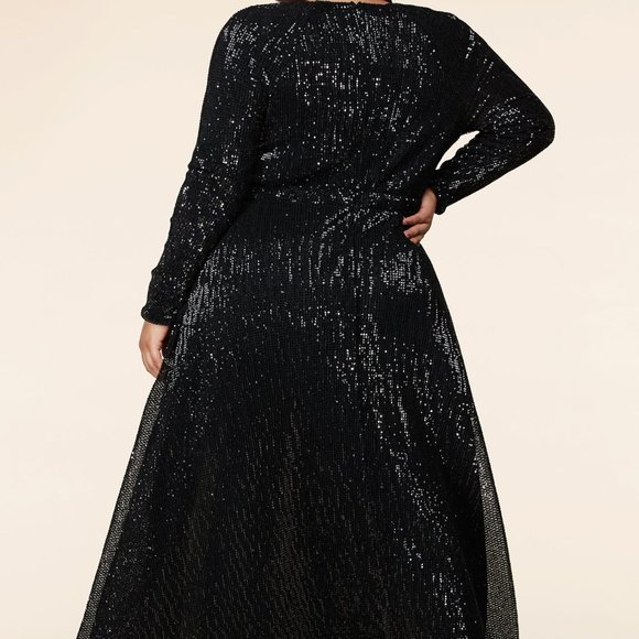 BLACK LONG SEQUINED GOWN - Picture 2 of 2